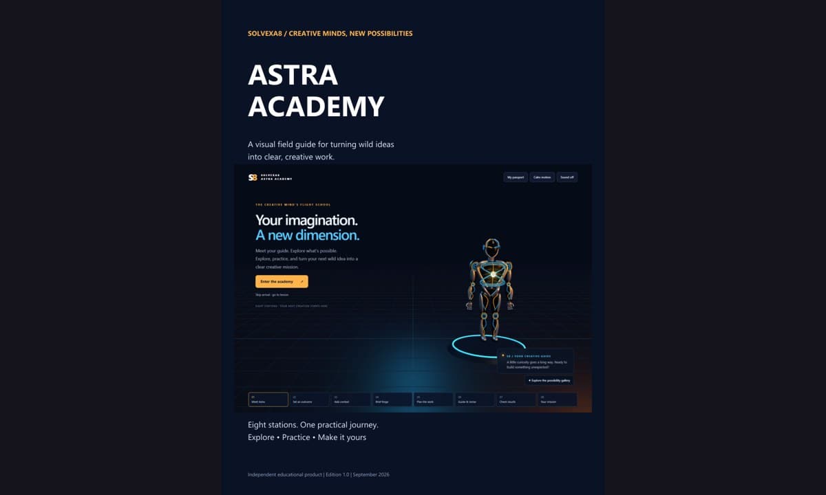 Preview of pages from the actual Astra Academy files
